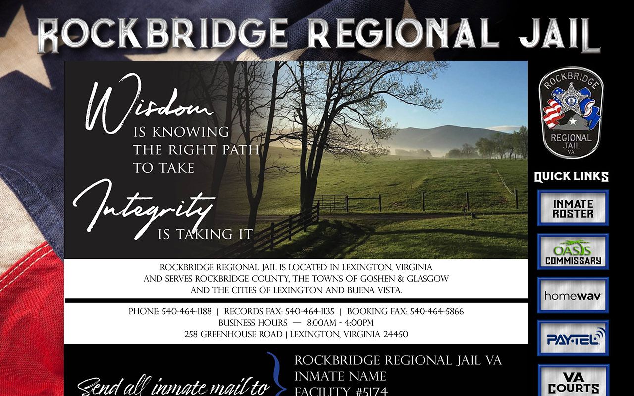 Rockbridge County inmate population links on the Rockbridge Regional Jail homepage