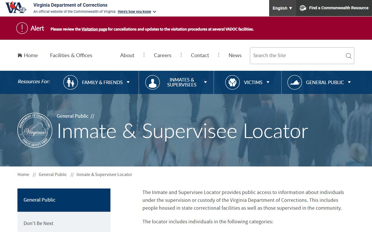 Virginia DOC locator for Rockbridge County sentenced inmate searches