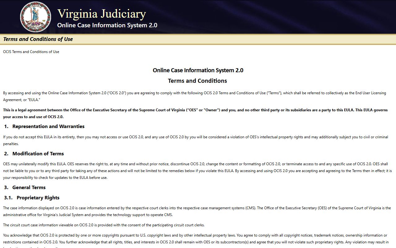 Rockbridge County court records after arrest Virginia OCIS case search